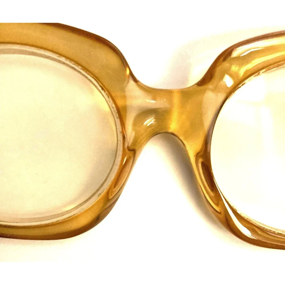 Vintage 70s Givenchy Oversize Eyeglass Frames UNICO Amber Brown Fade Austria